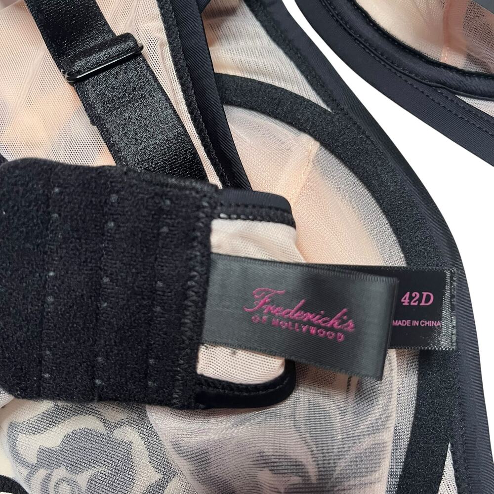 Frederick's of Hollywood Meghan Underwire Bra Black / Nude Size 42D - Picture 4 of 5